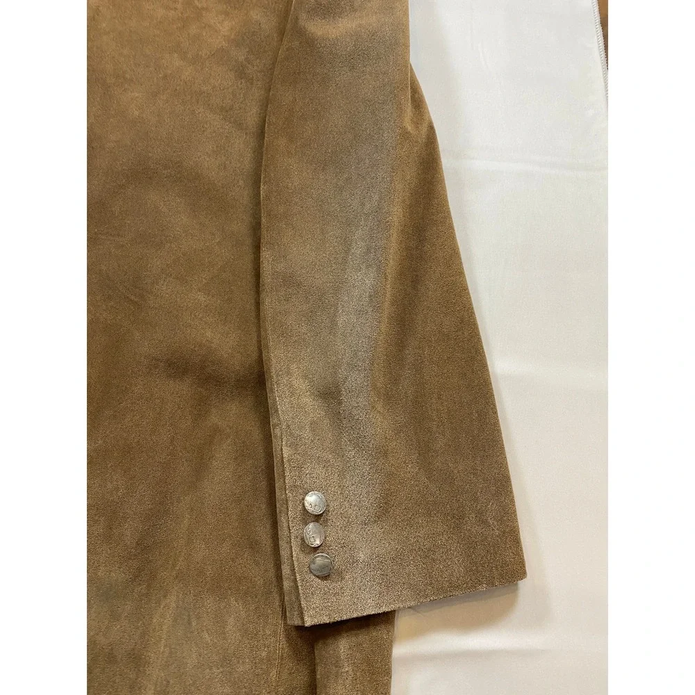 VTG Cabelas 50 Tall Genuine Leather Suede Blazer Jacket Buffalo Nickel‎ Buttons